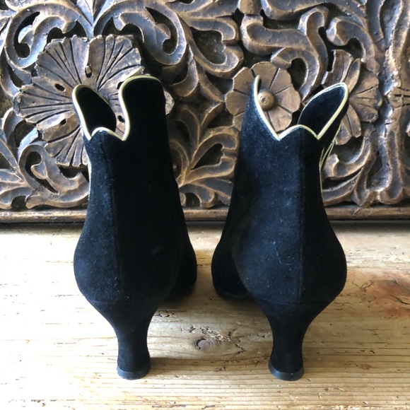 Vtg Maud Frizon Gold Swirl Black Suede Boots 36.5 - Picture 6 of 13